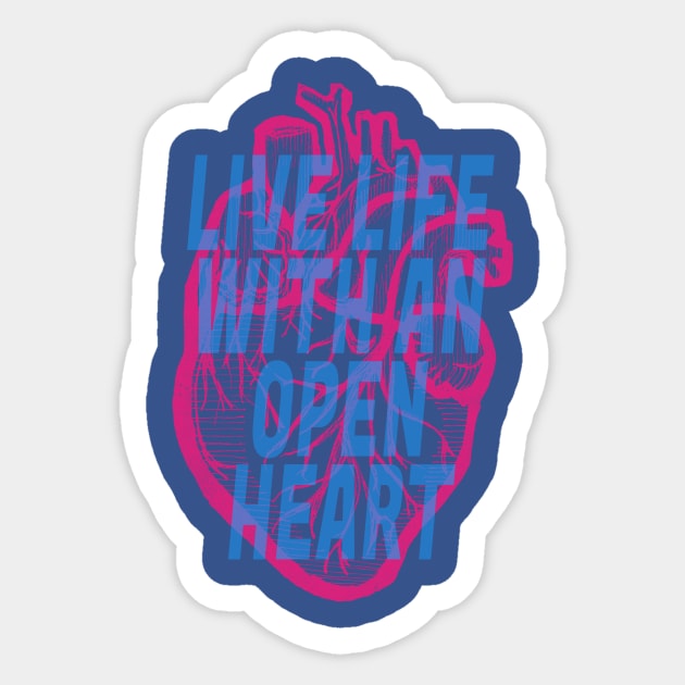 Live Life With An Open Heart: Anatomical Heart Sticker by Tessa McSorley